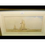 RICHMOND MARKES - watercolour of sailing off Fresh