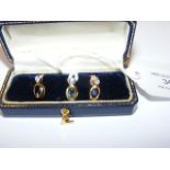 A pair of sapphire and diamond earrings with penda