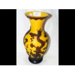 Peking overlay yellow glass vase - 28cm tall