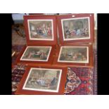 A set of five antique coloured engravings - AFTER