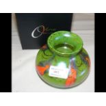 An Okra art glass "Fantasia" pattern vase with box