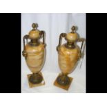 A pair of Italian Sienna marble urns - 42cm high