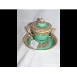A decorative Sevres antique two handled lidded cup