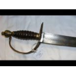 An antique Naval hanger with wooden grip - 88cm lo