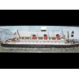 A cased model of the "Queen Mary" - 92cm long