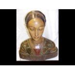 A 50cm high plaster bust of a young Italian Renaissance lady