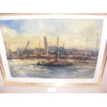 HAYDEN? - oil on board - dockland scene - 17cm x 2