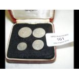 A cased set of George II Maundy money - 1746