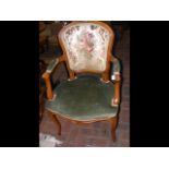 A pair of French armchairs with cabriole front sup