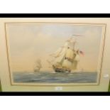 DAVID BRACKMAN - a watercolour "Sea Chase" - Ameri