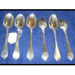 A rare set of six silver Dognose tablespoons by Be