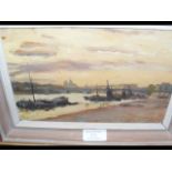 Oil on board of River Seine scene - 16cm x 23cm