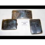Silver card case, together with two vesta cases