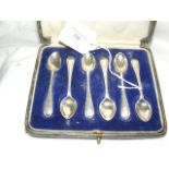 Set of six cased silver teaspoons