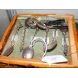 Silver Apostle spoons, together with other