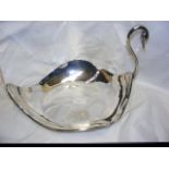A 35cm Mexican silver dish in the form of a swan