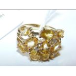 A 9ct gold citrine cluster ring