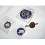 Four continental silver and enamel coin brooches a