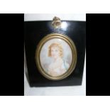 Antique miniature of young lady - painted on ivory