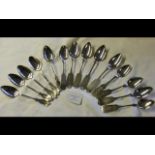 Selection of white metal teaspoons