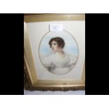 ENGLISH SCHOOL - watercolour portrait of female -