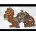 An old cast metal "Camel" inkwell with painted dec