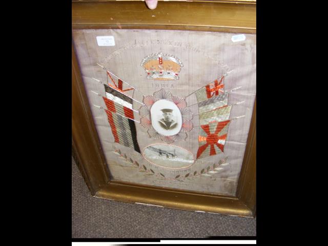 A 50cm x 39cm framed and glazed Naval silk embroid