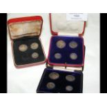 Three cased sets of Edward VII Maundy money - 1904