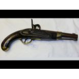 A late 18th century French brass mounted flintlock