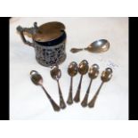 Silver teaspoons, together with a silver plated mu