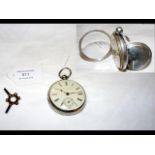 Gent's silver cased pocket watch with separate sec