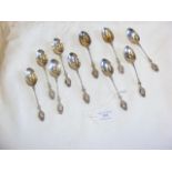 Set of ten decorative silver teaspoons