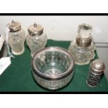 Silver top scent bottle, pepperette, etc.