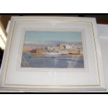 Watercolour of Valletta Harbour, Malta - signed Norman Wilkinson