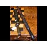 Hand painted staff, together with a truncheon