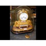 Decorative French ormolu mantel clock on stand, wi