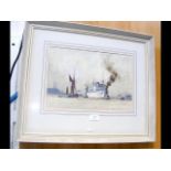 NORMAN WILKINSON - watercolour of steamship coming