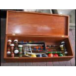 A "Deluxe 6 Player Croquet" set in mahogany box