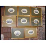 A set of eight oval antique Isle of Wight engravin