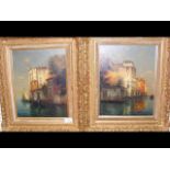 BOUVARD - a pair of oil on canvas Venetian canal s