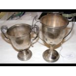 A two handled silver trophy, together with one oth