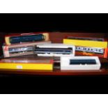 Selection of boxed Lima and other railway coaches