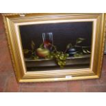 MIKE WOODS - oil on canvas still life - fruit and