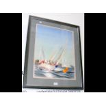 MYLES - watercolour of sailing off Cowes