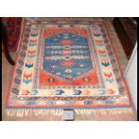 Old Middle Eastern rug with geometric border and c