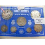 An 1887 seven silver coin set