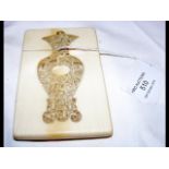 Carved ivory card case - 10cm x 7cm