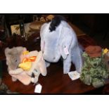 A Steiff Eeyore and Dumbo, together with elephant and bear