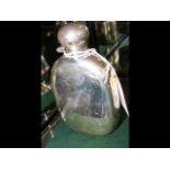 A silver hip flask - 12.5cm long