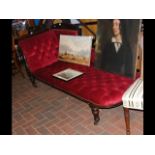 Antique chaise longue with button backrest